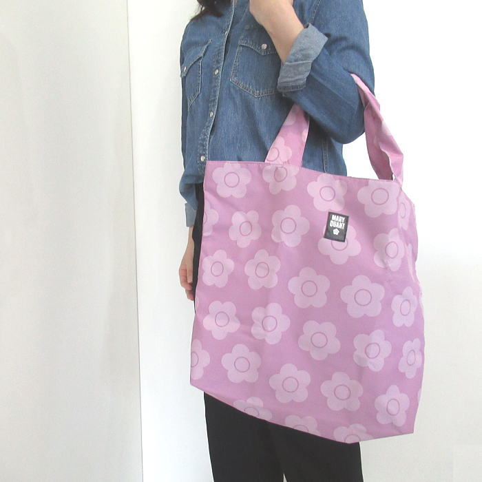 MARY QUANT マリークヮント エコバッグ 大容量 ファスナー付き