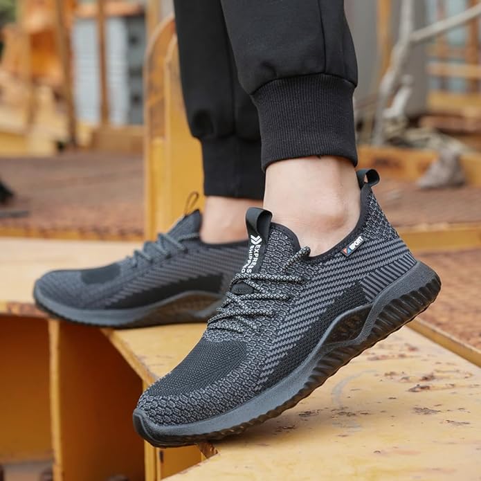 LARnmern 軽量の鋼のつま先の安全靴 滑り止め 作業靴 LARNMERN 鋼つま先安全靴女性用ノンスリップ作業靴軽量通気性