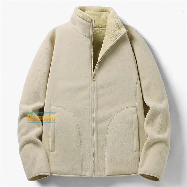 リバーシブル フリースジャケット メンズ レディース 無地 裏起毛 ボア