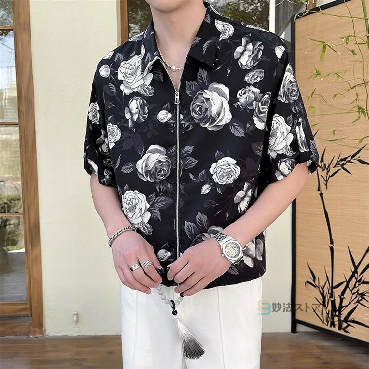 epicure 花柄ジップアップ半袖シャツ 26_000000023662.jpg?1714621135