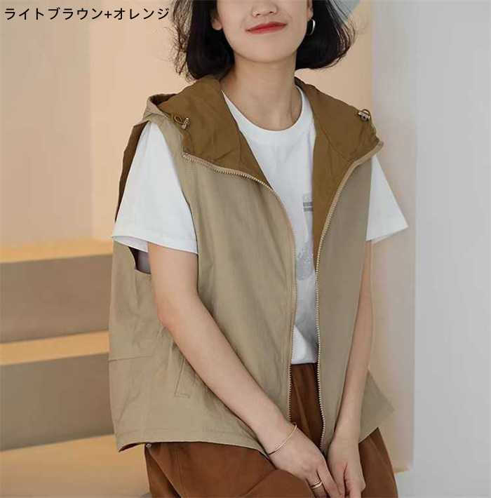 新品 ベロア フード付き ベスト UNISEX) ナイロンフード付きベスト | ファッション通販サイト NUGU