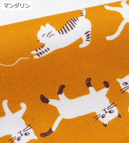 生地 猫柄 108cm巾 コットンオックス≪きまぐれにゃんこ≫(69010) Simply palette 日本製【10cm単位】 オックス生地 布 バッグ布 ねこ柄  エプロン ポーチ |  | 03