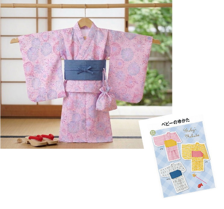 ゆかた生地 ポコポコ リップル生地 夏生地 《花火とお花とリボン