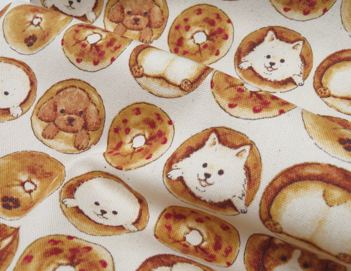 生地 犬柄 108cm巾 コットンオックス≪わんことベーグル≫(51010