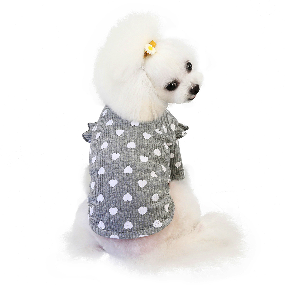 犬 服 秋冬 長袖 かわいい おしゃれ ハートフリルシャツ 着せやすい 犬の服 格安 ドッグウェア 小型犬 中型犬 送料無料