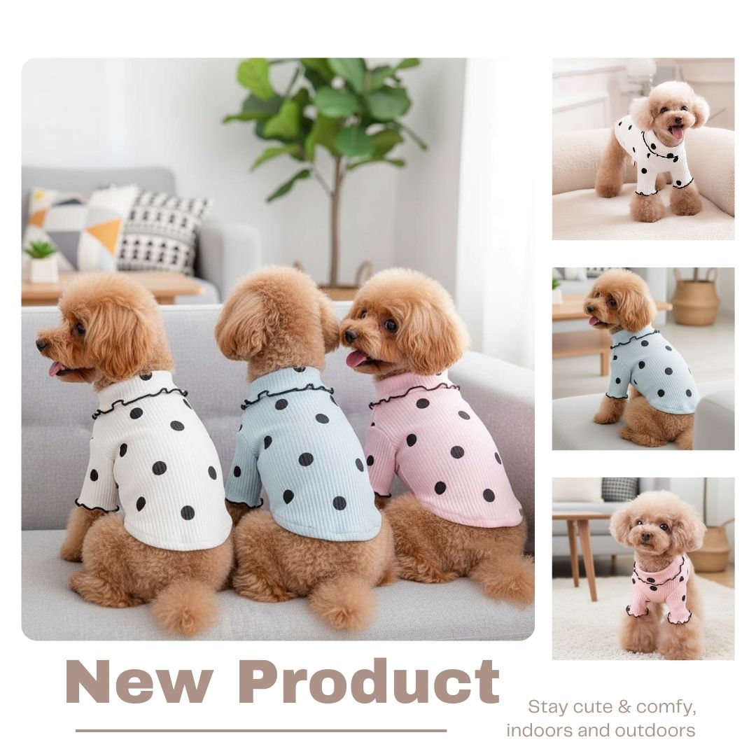 犬 服 ドットパターンシャツ かわいい 犬の服 春夏 秋冬 着せやすい