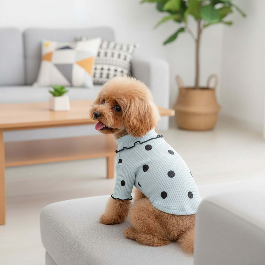 犬 服 ドットパターンシャツ かわいい 犬の服 春夏 秋冬 着せやすい