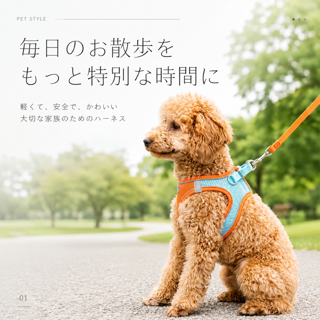 猫 ハーネス 抜けない ダブルロック マジックテープ 犬 ハーネスリード