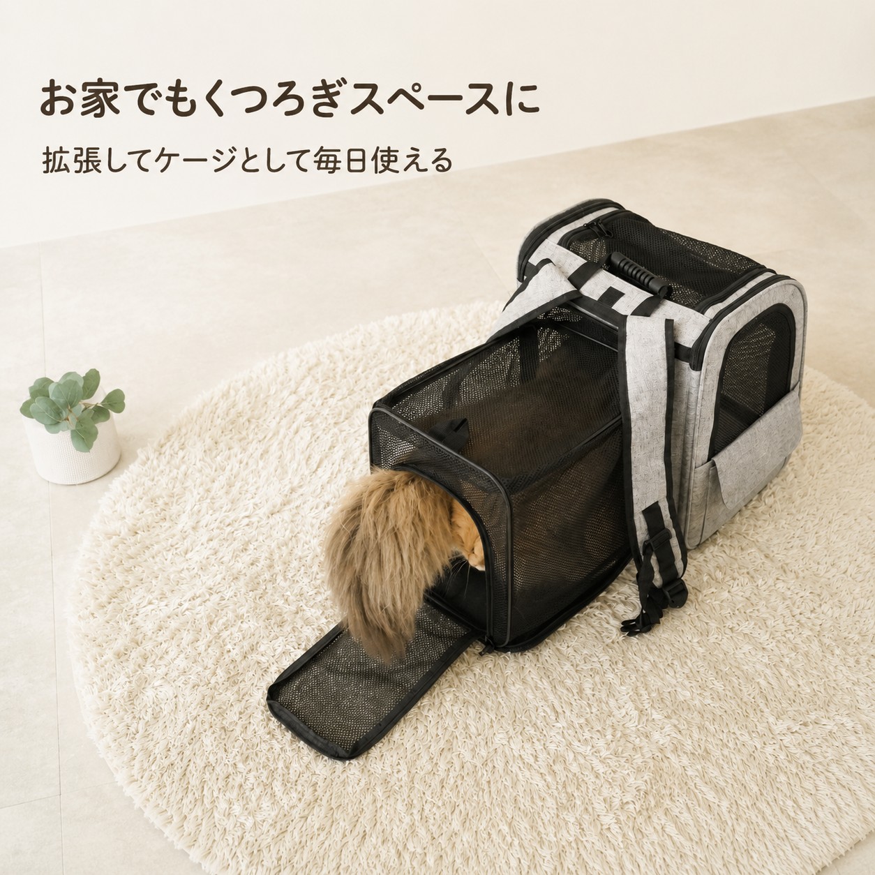 ペット用キャリーリュック 拡張型 猫 キャリーバッグ 折り畳み 犬