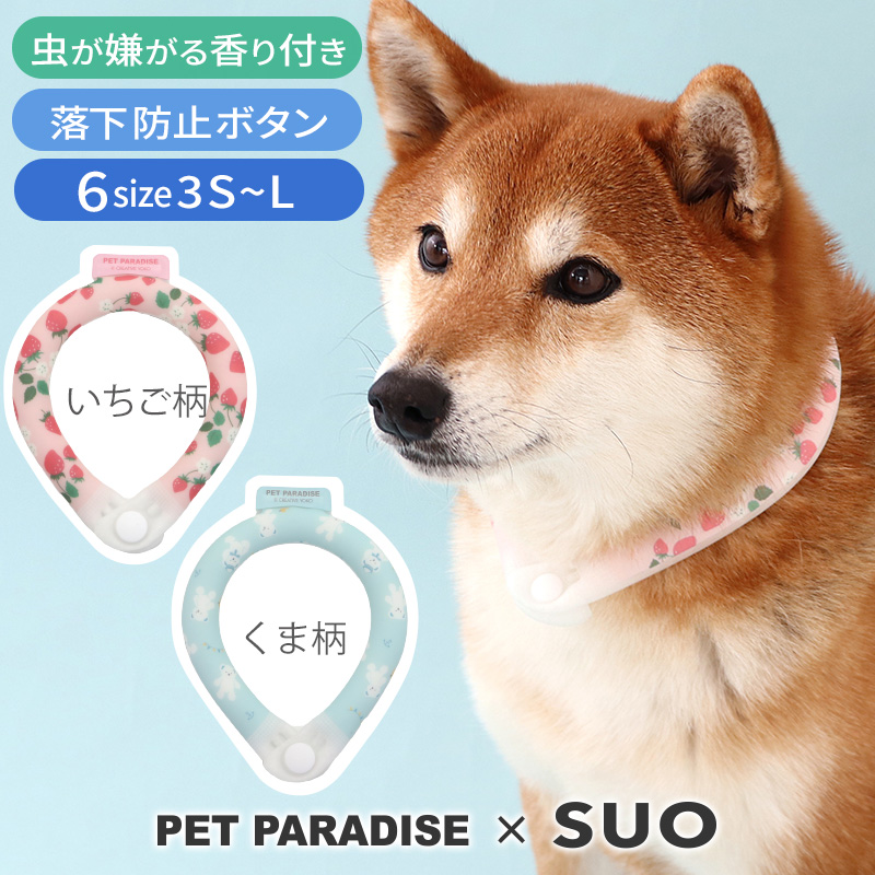 PET PARADISE 犬 クールリング 28℃ SUO 〔SM〕 中型犬 くま 苺