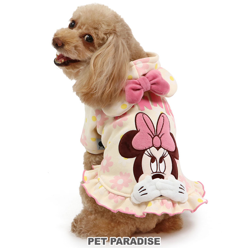 犬 服 冬 セール パーカー ディズニー 〔小型犬〕 花柄 | 猫 ミニー 