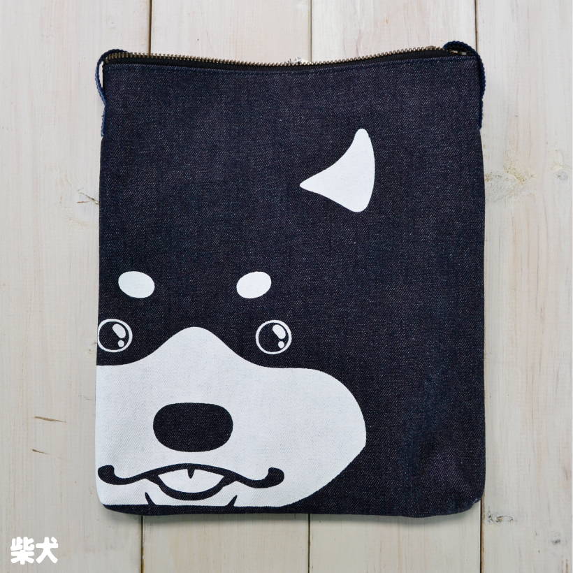 サコッシュ 「 日本製 デカ顔 」 全10種類 デニム 真田紐 倉敷 岡山