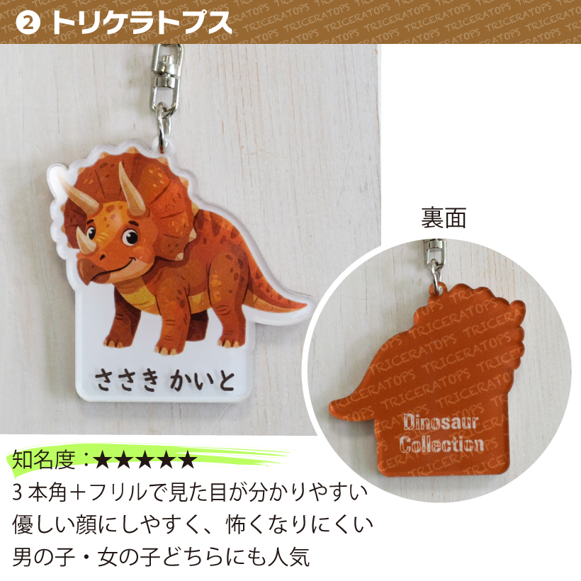 名入れ 恐竜 キーホルダー 名前入り 「 ダイナソー アクリル