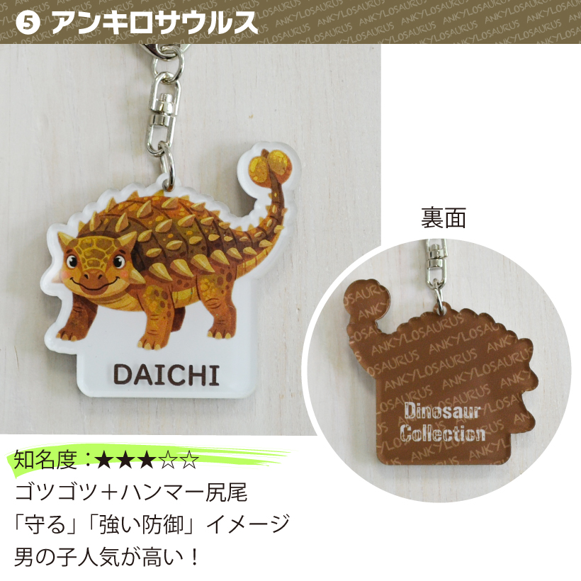 名入れ 恐竜 キーホルダー 名前入り 「 ダイナソー アクリル
