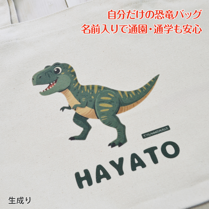 恐竜イラスト レッスンバッグ トートバッグ 子供 キッズ 名入れ 名前