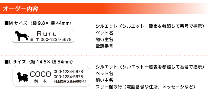 ペット名 飼い主名 電話番号 住所 鑑札番号 など！