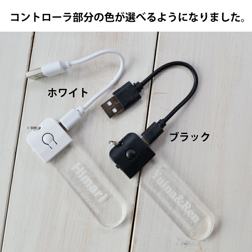 LED 光る キーホルダー USB充電式 名入れ 「 スティック型 (お
