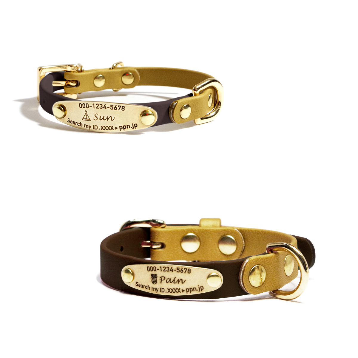 犬 首輪 おしゃれ 大人気 防水 BiColorGold ゴールド バイカラー 小型