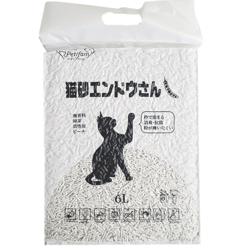 猫 猫砂 固まる 飛び散りにくい Petifam 猫砂エンドウさん 6L×6個セット