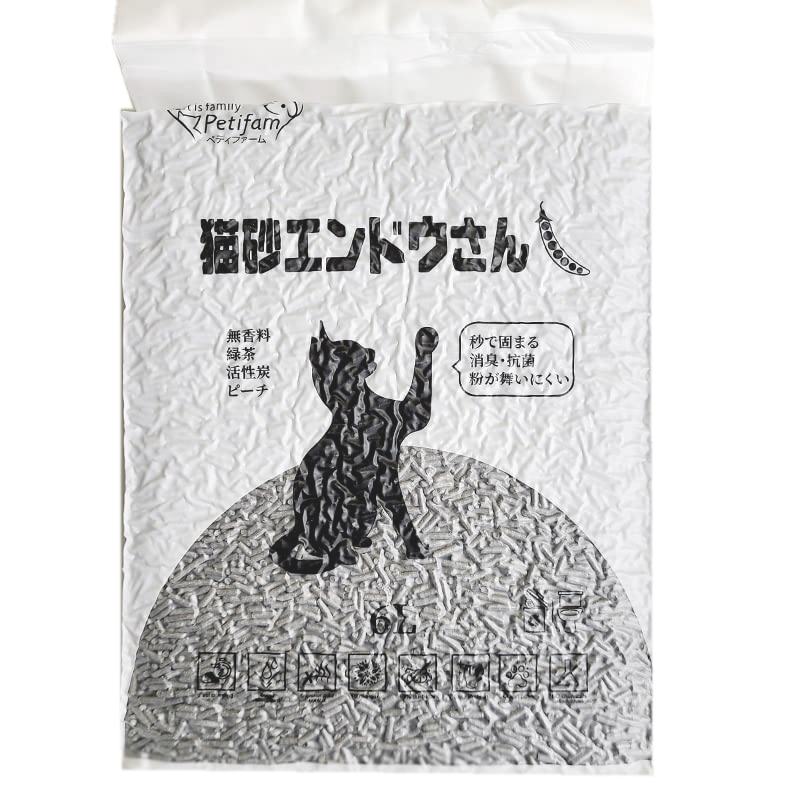 猫砂 おから お茶 エンドウ豆 固まる Petifam 猫砂エンドウさん 6L×2個セット 送料無料