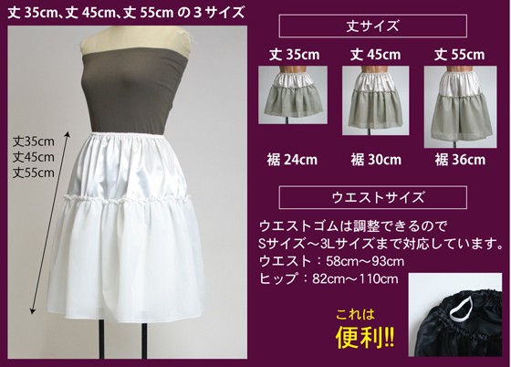 透けないパニエ サイズ説明