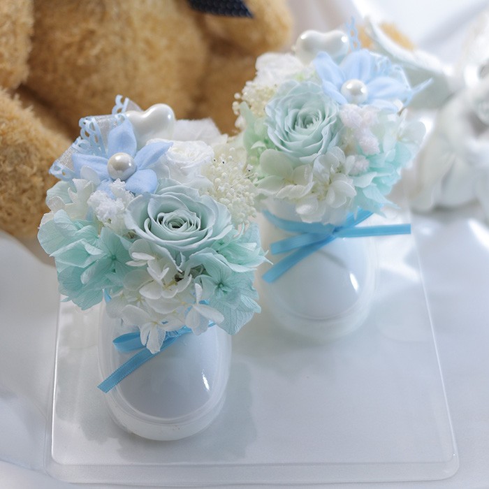 ベビーシューズ プリザーブドフラワー ベビーピンク ブルー ジェンダー