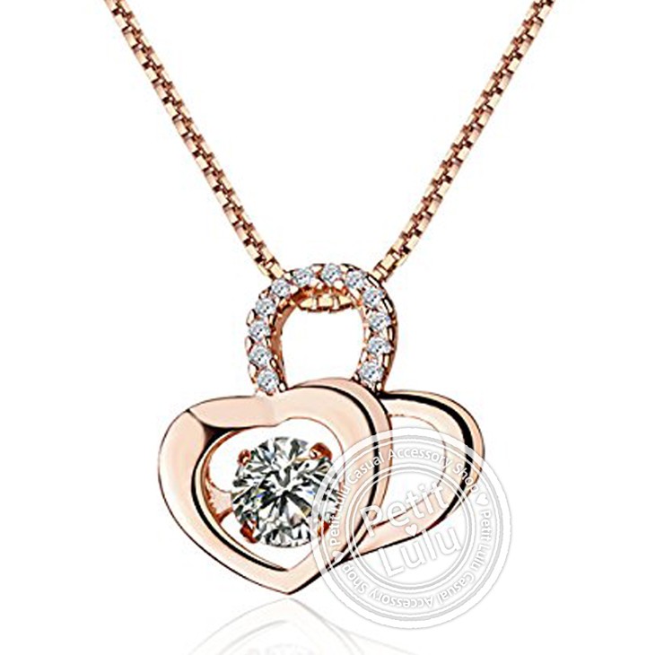 ネックレス レディース 最高級スワロフスキー 揺れる ダブルハート