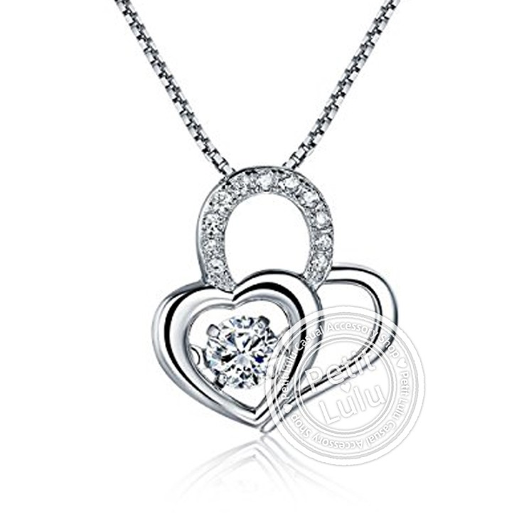 ネックレス レディース 最高級スワロフスキー 揺れる ダブルハート