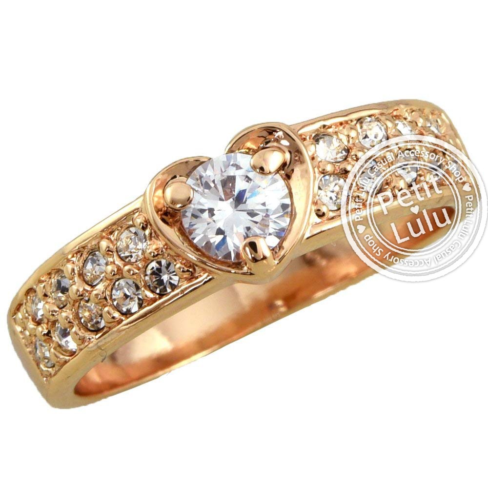 指輪 レディース リング ハート ダイヤモンドCZ 18K RGP 二色展開 