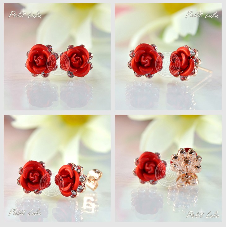 Petit Lulu（プチルル） ピアス レディース 立体バラ 薔薇 ローズ 花