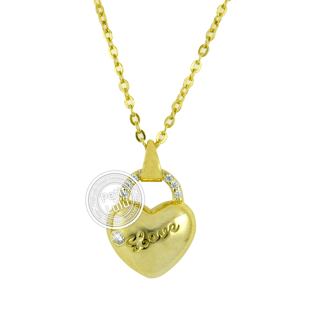 ネックレス レディース ダイヤモンドCZ 女性 彼女 金属アレルギー対応 シルバー ハートチャーム Love 刻印  誕生日 プレゼント 母の日 ギフト | Petit Lulu | 02