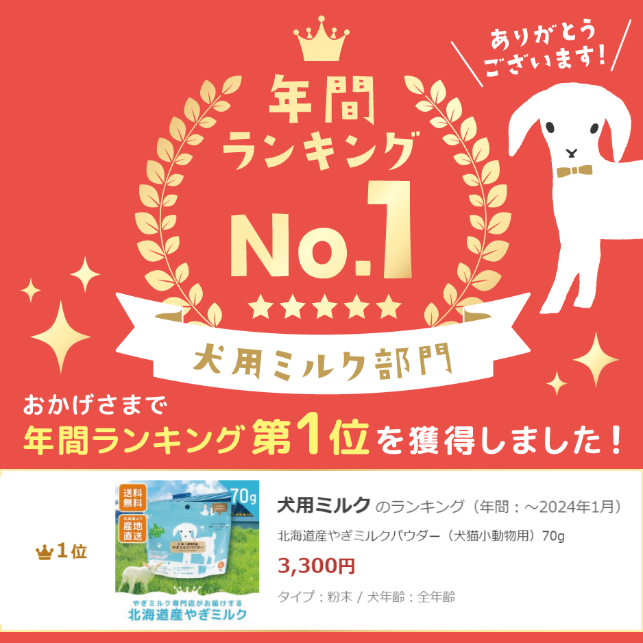 犬用ミルク部門第1位