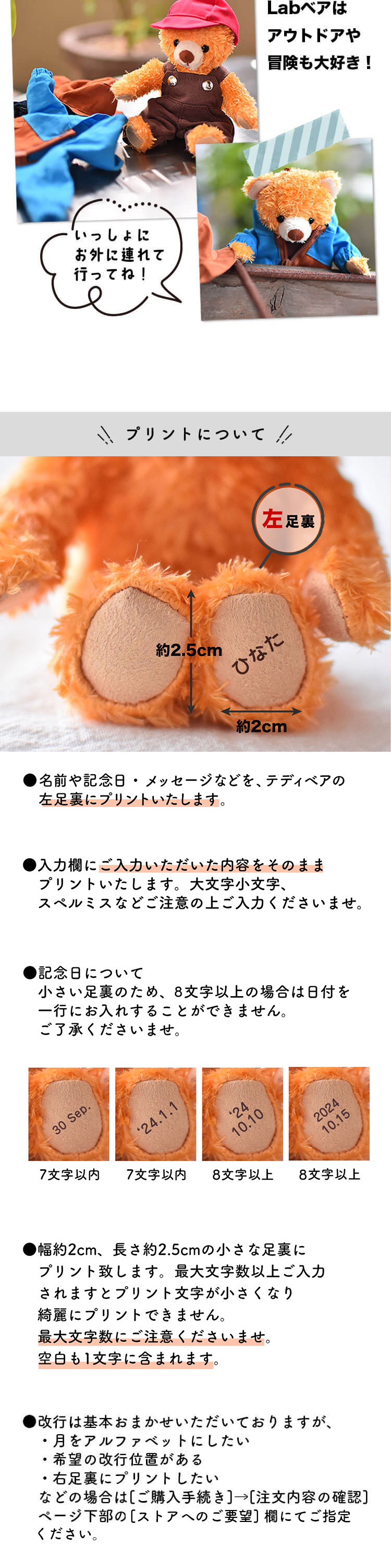 Labベア　4S　身長12cm　片足プリント