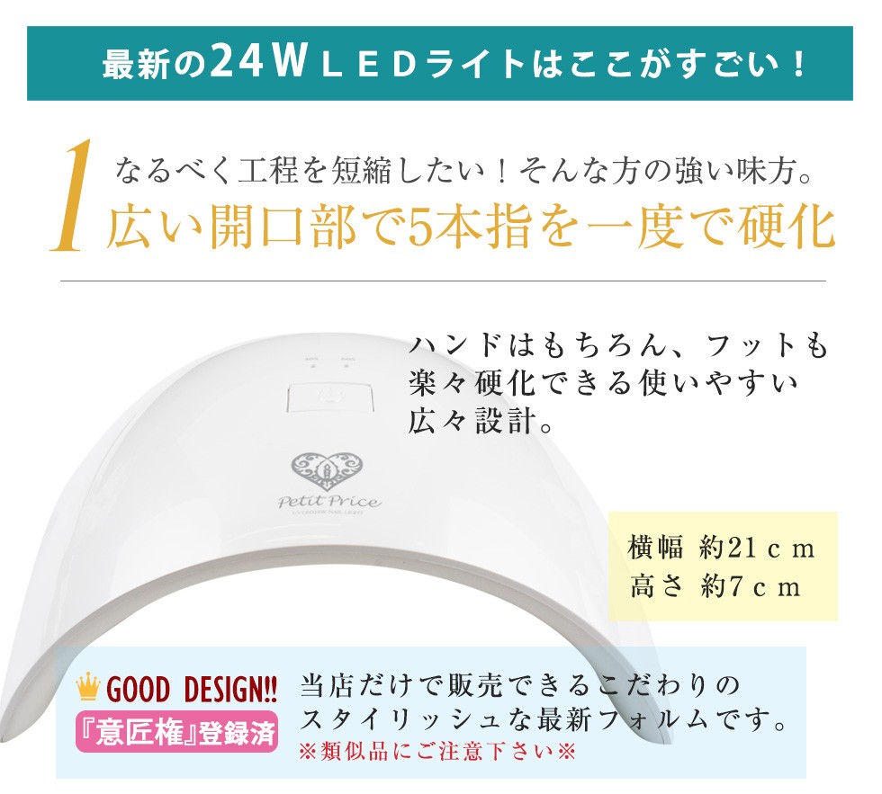 24W UV LEDライト パールホワイト[ 24w UV レジン ジェル ネイル UVライト ジェルネイルキット] 宅配便専用 Sunday50