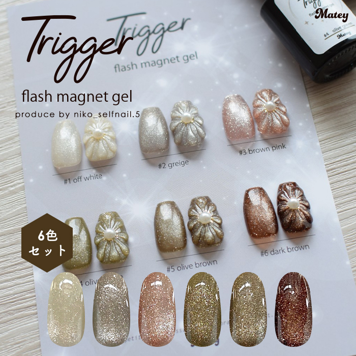 マグネットジェルまとめ売り 高輝度マグネットジェル「Trigger Flash Magnet」全6色セット 粗粒子が