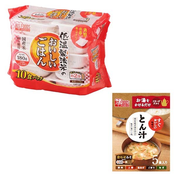 IRIS OHYAMA（アイリスオーヤマ） パックご飯 180g 10食 みそ汁付き