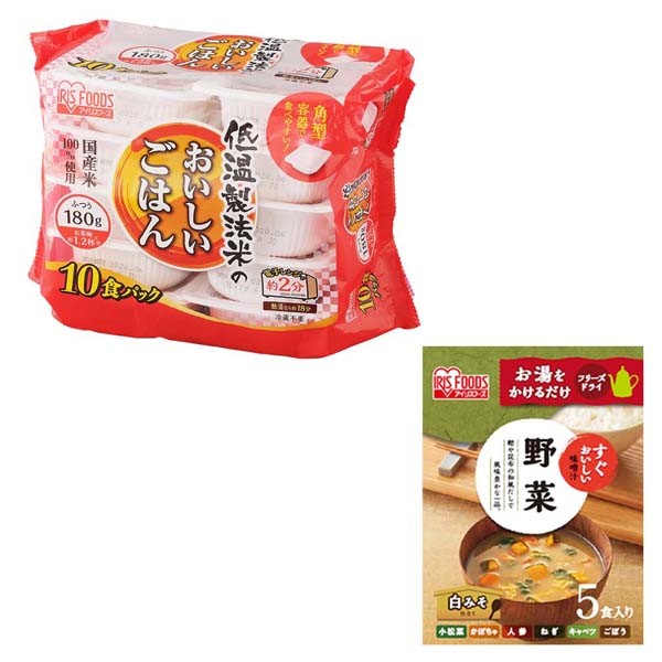 IRIS OHYAMA（アイリスオーヤマ） パックご飯 180g 10食 みそ汁付き