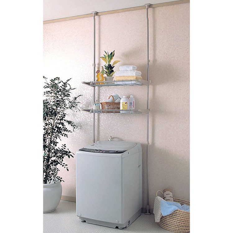 洗濯機ラックつっぱりラック洗濯機収納洗濯ラック収納ランドリー収納収納棚洗濯機洗濯洗濯物脱衣所洗面所洗剤ランドリーラック突っ張り伸縮2段アイリスオーヤマ 