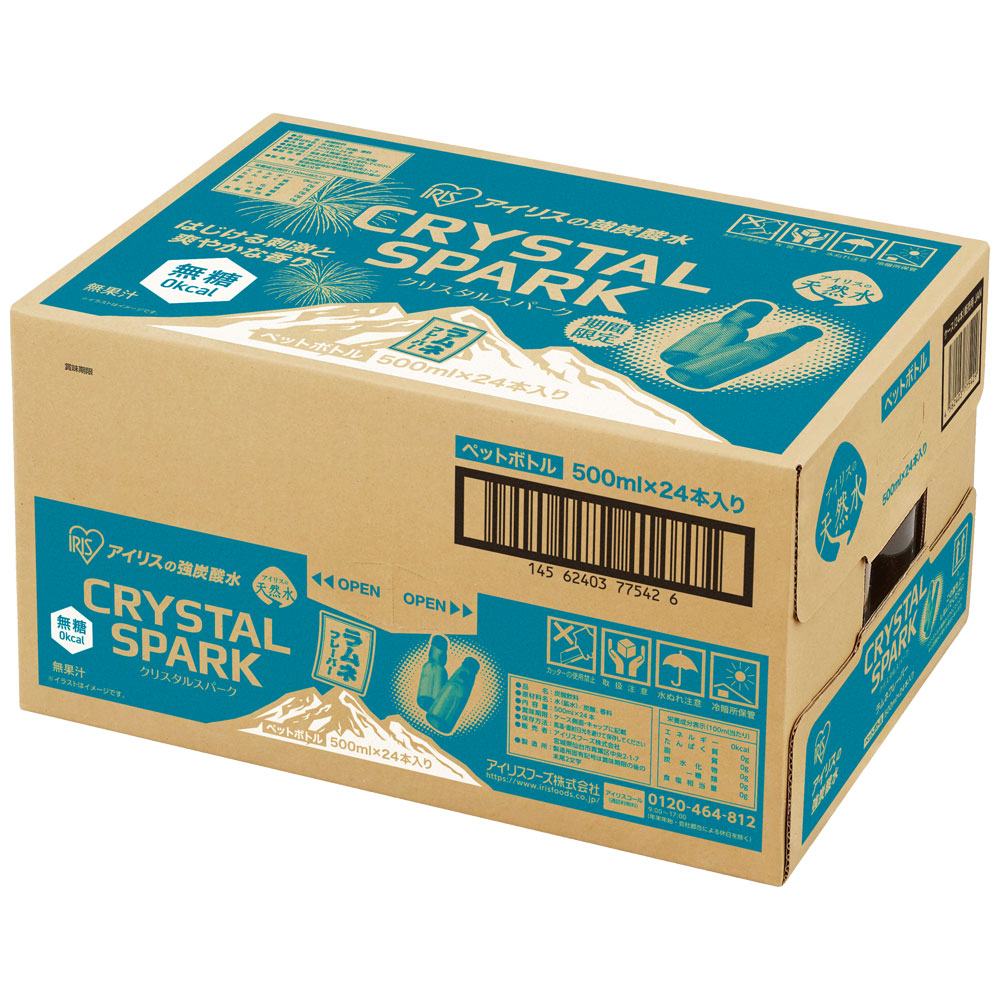 炭酸水 500ml 24本 強炭酸水 アイリスオーヤマ 強炭酸水 500ml 24本 クリスタルスパーク レモン ピーチ フレーバー 無糖 クリスパ * | IRIS OHYAMA | 05