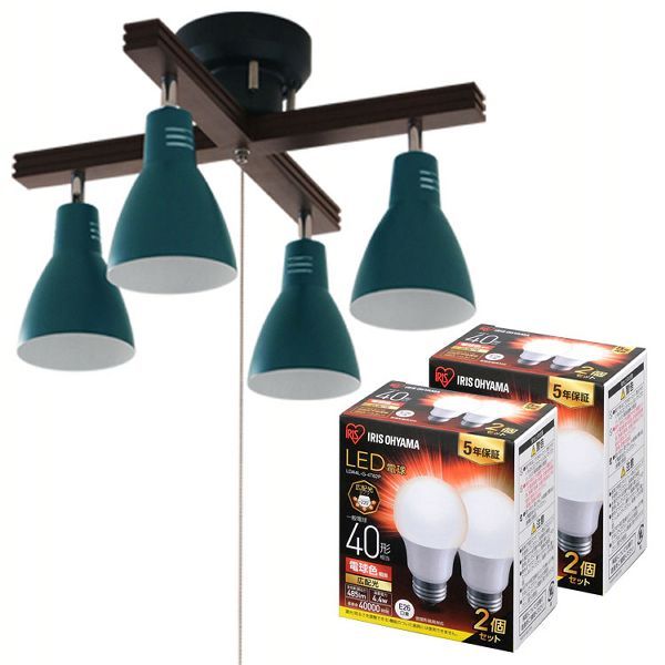 LED電球4個セット）4灯シーリングライト クロスタイプ LDA4N-G-4T62P