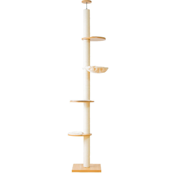 キャットタワー 木製 突っ張り 猫タワー おしゃれ スリム 木 省スペース 大型 ハンモック 木登りキャットタワー KCCT-244 爪とぎ｜petkan｜02