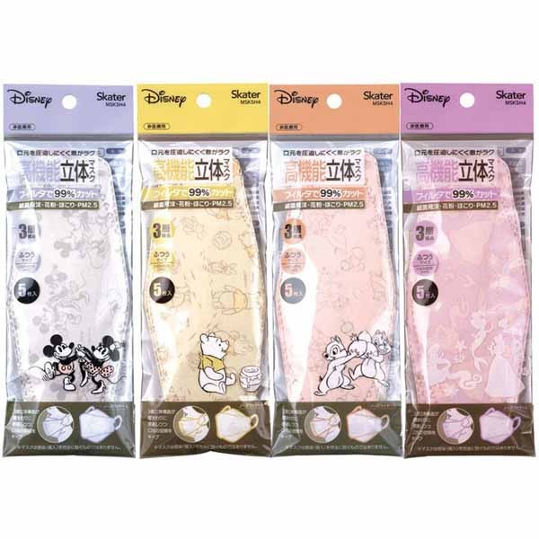 マスク 不織布 立体 折りたたみ 5枚入り 血色マスク キャラクター