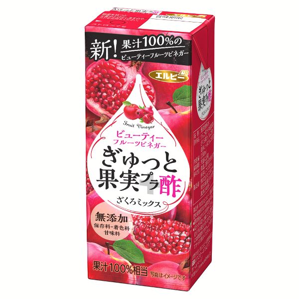 果実酢 紙パック 200ml  60本 エルビー フルーツビネガー 無添加 酢 果汁100％ リンゴ...