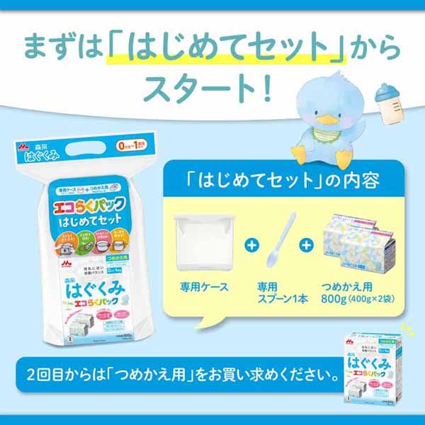 粉ミルクベビー森永はぐくみエコらくパックつめかえ用2箱セット 