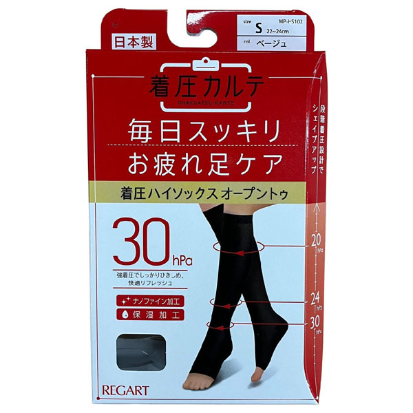 着圧ソックス 2足セット ハイソックス むくみ対策 オープントゥ