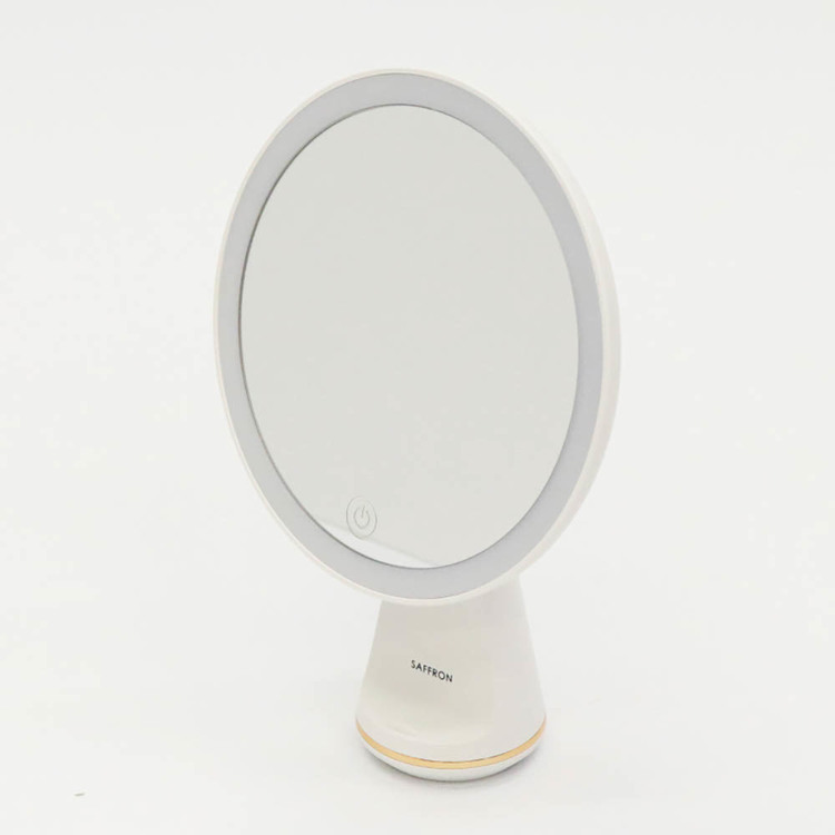 スタンドミラーミラーLEDフェイス顔ライト照明【SAFRON】LEDライトスタンドミラー 