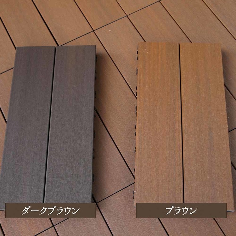 エクステリアウッドデッキジョイントタイル人工木ウッドパネル人工木木目調ジョイントタイル厚型3090（2入）旭興進 