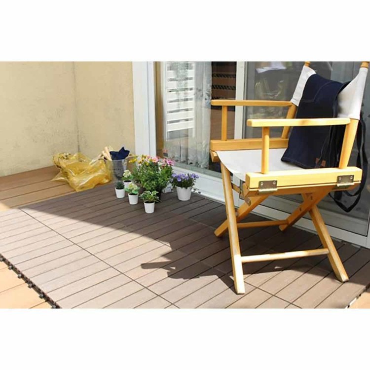 エクステリアウッドデッキジョイントタイル人工木ウッドパネル人工木木目調ジョイントタイル厚型3030（6入）旭興進 