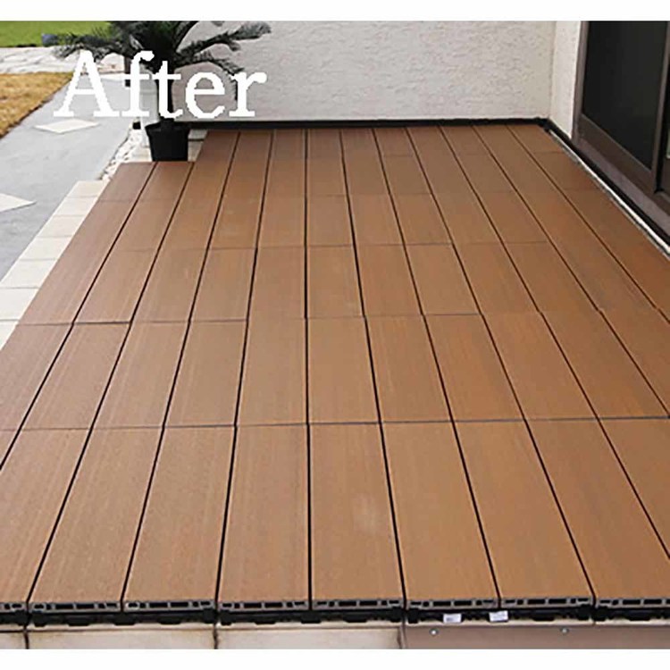 エクステリアウッドデッキジョイントタイル人工木ウッドパネル人工木木目調ジョイントタイル厚型3030（6入）旭興進 