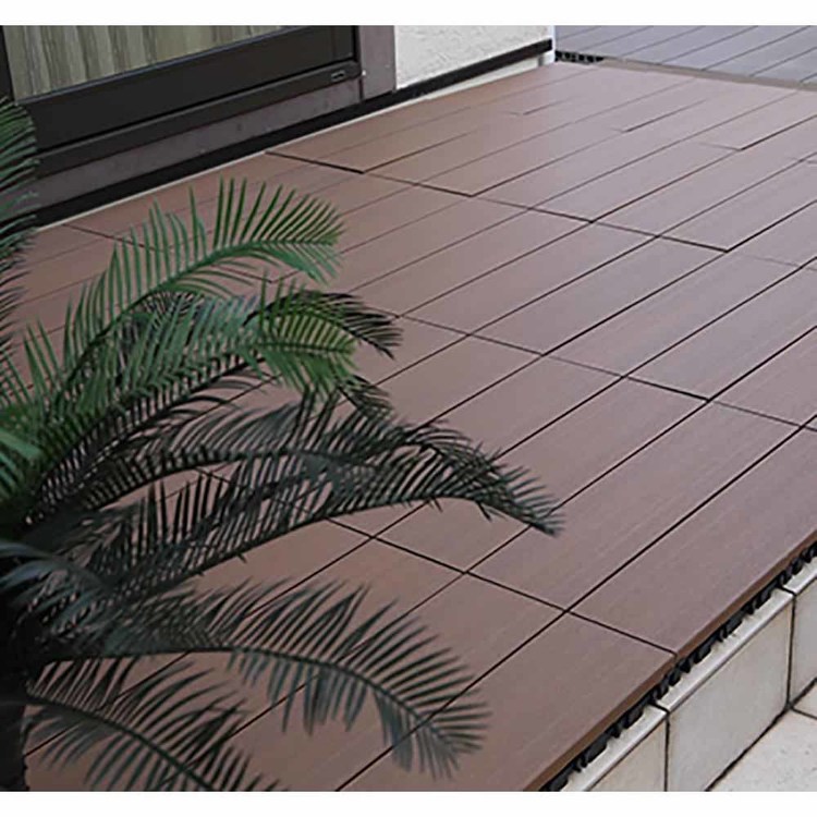 エクステリアウッドデッキジョイントタイル人工木ウッドパネル人工木木目調ジョイントタイル厚型3030（6入）旭興進 